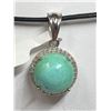 Image 1 : 33) STERLING SILVER TURQUOISE & DIAMOND NECKLACE
