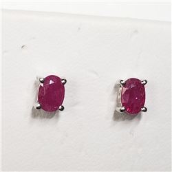 77) STERLING SILVER RUBY EARRINGS