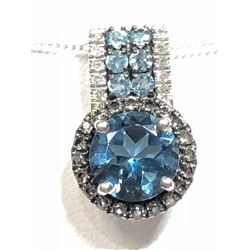 3) 10K WHITE GOLD GEMSTONE PENDANT NECKLACE