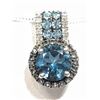 Image 1 : 3) 10K WHITE GOLD GEMSTONE PENDANT NECKLACE
