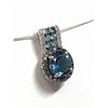 Image 3 : 3) 10K WHITE GOLD GEMSTONE PENDANT NECKLACE