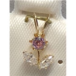 9) 10K YELLOW GOLD CUBIC ZIRCONIA PENDANT