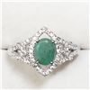 Image 1 : 53) STERLING SILVER EMERALD RING 7.25