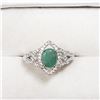 Image 2 : 53) STERLING SILVER EMERALD RING 7.25