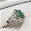 Image 3 : 53) STERLING SILVER EMERALD RING 7.25