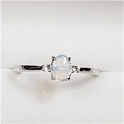 76) STERLING SILVER OPALITE CZ RING SIZE 8