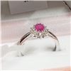Image 3 : 79) STERLING SILVER RUBY DIAMOND RING SIZE 6