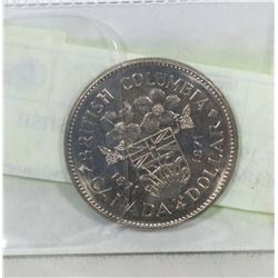 1867-1971 CENTENNIAL BRITISH COLUMBIA $1.00 COIN