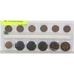LOT OF 12 CANADIAN PENNIES