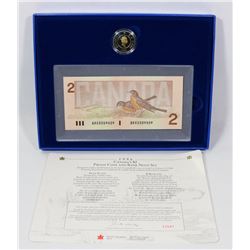 CANADA $2 PROOF COIN AND BANK NOTE SET