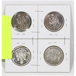 LOT OF 4 CANADIAN 50 CENT COINS INCLUDING 1943,
