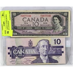 1954 CANADIAN 10 DOLLAR BILL WITH 1989 CANADIAN