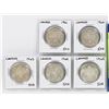 Image 1 : FIVE CANADA SILVER FIFTY CENT COINS 1961 – 1965