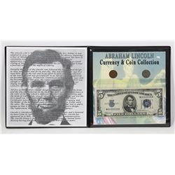 ABE LINCOLN CURRENCY & COIN SET (1934C) $5 BILL