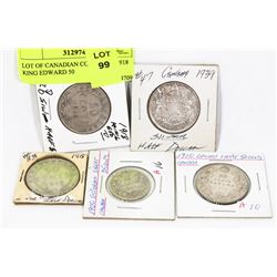 LOT OF CANADIAN COINS INCL 1918 KING EDWARD 50
