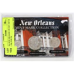 USA NEW ORLEANS 3 PC SET 1907 50 & 10¢, 1906 25¢
