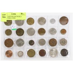 LOT OF 24 SILVER AND WORLD COLLECTIBLE COINS