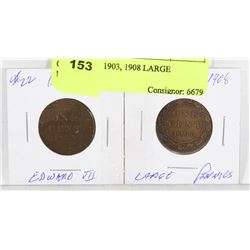 CANADIAN 1903, 1908 LARGE PENNIES
