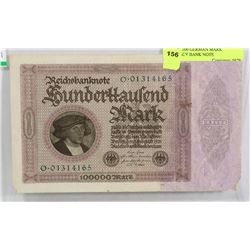 1923 100,000 GERMAN MARK CURRENCY BANK NOTE