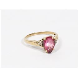 10 KT GOLD LADIES RING W/PINK TOURMALINE
