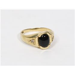 10 KT GOLD MEN'S RING W/ONYX &