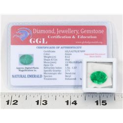 #43-NATURAL EMERALD GEMSTONE  8.12CT