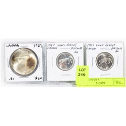 CANADA 1967 CENTENNIAL DOLLAR AND QUARTER COINS.