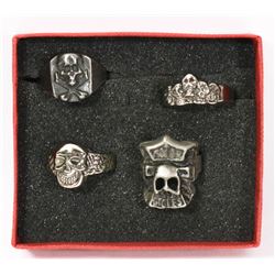 FOUR SKULL RING COLLECTION.