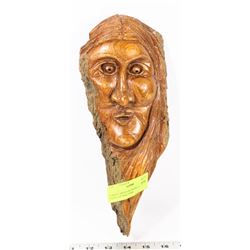 HAND CARVED WOMENS FACE SIGNED D. MATTERN.