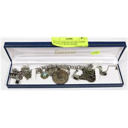 ESTATE STERLING SILVER CHARM BRACELET WITH CHARMS