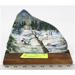 ORIGINAL HAND PAINTED "CHICKADEE ON A