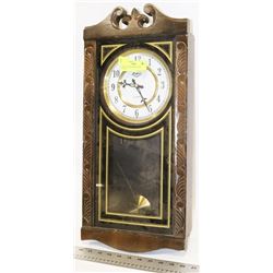 WOOD QUARTZ FISHER WALL CLOCK