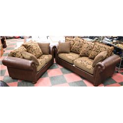 NEW FLORAL FABRIC AND BROWN LEATHERETTE