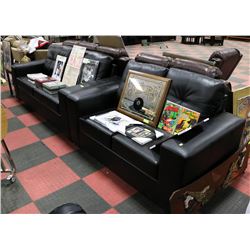 NEW BLACK LEATHERETTE 84" SOFA WITH 62" LOVESEAT