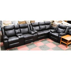 SALEM BLACK LEATHERETTEDROP DOWN CONSOLE 67" SOFA