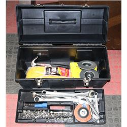 BLACK MASTERCRAFT TOOL BOX WITH MASTERCRAFT TOOLS