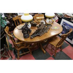 SOLID WOOD KITCHEN TABLE WITH 2 LEAFS,4CHAIRS
