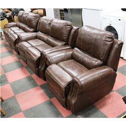 BROWN LEATHERETTE 87" SOFA,65"  LOVE SEAT &