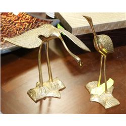 SET OF 2  MID-CENTURY MODERN BRASS CRANE FIGURINES