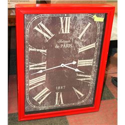 LARGE RED CLOCK 33"X25"