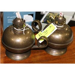 2 BRASS OIL LAMPS