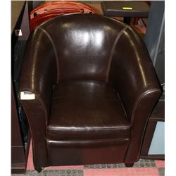 LEATHER LIKE BROWN TUB CHAIR