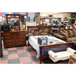 QUEEN SIZE BEDFRAME WITH 8 DRAWER DRESSER