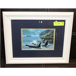KILLER WHALE FRAMED ART, 18 X 15