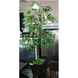 ARTIFICIAL TREE IN DARK WOOD PLANTER,