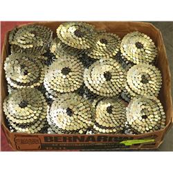 BOX OF ROOFING NAIL ROLLS.