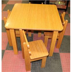 BAMBOO WOOD CHILDRENS TABLE W/ 4 CHAIRS