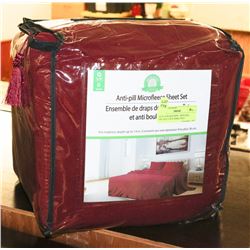 QUEEN BURGUNDY  ANTI-PILL MICROFLEECE SHEET SET