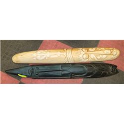 PAIR OF WOOD TRIBAL MASK WALL HANGINGS 40" LONG