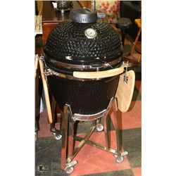 NEW BLACK 21.5" KAMADO BBQ GRILL CERAMIC COOKER,